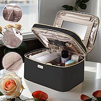 Bafamye 88L Double Layer Travel Makeup Bag With Mirror For Women Large Cosmetic Case Organizer For Travelsize Accessories Bo