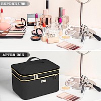 Bafamye 88L Double Layer Travel Makeup Bag With Mirror For Women Large Cosmetic Case Organizer For Travelsize Accessories Bo