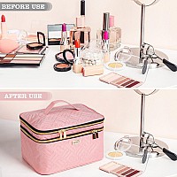 Bafamye 88L Double Layer Travel Makeup Bag With Mirror For Women Large Cosmetic Case Organizer For Travelsize Accessories Bo