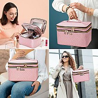 Bafamye 88L Double Layer Travel Makeup Bag With Mirror For Women Large Cosmetic Case Organizer For Travelsize Accessories Bo