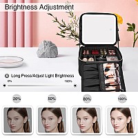 Relavel Makeup Bag With Light Up Mirror Makeup Case Travel Cosmetic Bags Brush Organizer Storage Box Rechargeable Vanity Mirro