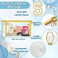 Asodsway Preppy Patch Cosmetic Bag Summer Spf Varsity Letter Clear Toiletry Bag Golden Aesthetic Waterproof Portable Makeup Ba