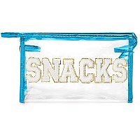 Y1Tvei Large Clear Snacks Pouch Preppy Patch White Chenille Varsity Letter Pvc Transparent Extra Large Cosmetic Makeup Bag Por