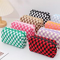 2 Pcs Cosmetic Bags For Women Makeup Bag Purse Travel Toiletry Zipper Storage Pouch Make Up Brushes Organizer For Gifts Checker