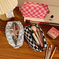 2 Pcs Cosmetic Bags For Women Makeup Bag Purse Travel Toiletry Zipper Storage Pouch Make Up Brushes Organizer For Gifts Checker