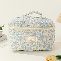 Cessfle Large Capacity Travel Cosmetic Bag Cotton Quilted Makeup Bag Cute Flower Makeup Bag Coquette Aesthetic Cosmetic Bag Larg