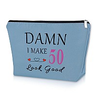 50Th Birthday Gift For Mom 1974 Blue Makeup Bag Funny Birthday Gifts For 50 Year Old Gag Born In 1974 Gifts Cosmetic Bag Happy B