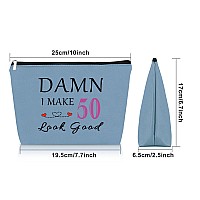 50Th Birthday Gift For Mom 1974 Blue Makeup Bag Funny Birthday Gifts For 50 Year Old Gag Born In 1974 Gifts Cosmetic Bag Happy B