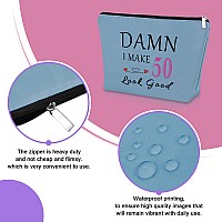 50Th Birthday Gift For Mom 1974 Blue Makeup Bag Funny Birthday Gifts For 50 Year Old Gag Born In 1974 Gifts Cosmetic Bag Happy B