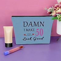 50Th Birthday Gift For Mom 1974 Blue Makeup Bag Funny Birthday Gifts For 50 Year Old Gag Born In 1974 Gifts Cosmetic Bag Happy B