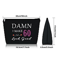 60Th Birthday Gifts For Mom Black Makeup Bag 60 Year Old Birthday Gifts For Women Funny 1964 Birthday Gifts Cosmetic Bag Turning