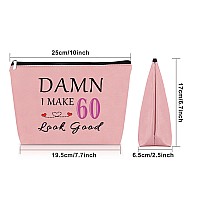 Sazuwu Happy 60Th Birthday Gifts For Mom Pink Makeup Bag Gag Gifts For 60 Year Old Funny Sixty Birthday Gifts Cosmetic Bag Funny