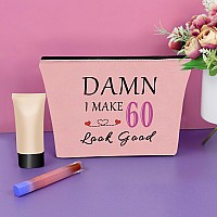 Sazuwu Happy 60Th Birthday Gifts For Mom Pink Makeup Bag Gag Gifts For 60 Year Old Funny Sixty Birthday Gifts Cosmetic Bag Funny