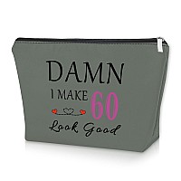 Happy 60Th Birthday Gifts For Mom Gray Makeup Bag Birthday Gift For 60 Year Old Wife Funny Sixty Birthday Gifts Cosmetic Bag Fun