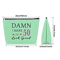 50Th Birthday Gift For Mom Green Makeup Bag 1974 Birthday Gifts For Women Birthday Gifts For 50 Year Old Female Friend Cosmetic