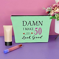 50Th Birthday Gift For Mom Green Makeup Bag 1974 Birthday Gifts For Women Birthday Gifts For 50 Year Old Female Friend Cosmetic