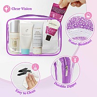 Tisratok 12 Pcs Clear Toiletry Bag For Women Men Transparent Cosmetic Bag For Travel Makeup Organizer Tsa Approved Pouch Purp