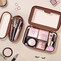 Soimeat Travel Clear Makeup Bag With Makeup Brush Bag Leather Makeup Case Toiletry Bag Portable Cosmetic Bag Case Transparent