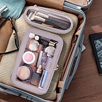 Soimeat Travel Clear Makeup Bag With Makeup Brush Bag Leather Makeup Case Toiletry Bag Portable Cosmetic Bag Case Transparent