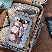 Soimeat Travel Clear Makeup Bag With Makeup Brush Bag Leather Makeup Case Toiletry Bag Portable Cosmetic Bag Case Transparent