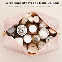 Hbselect Preppy Makeup Bag 4 Pcs Travel Toiletry Bag Chenille Letter Patch Makeup Bag Portable Cosmetic Bag For Women Pu Leather