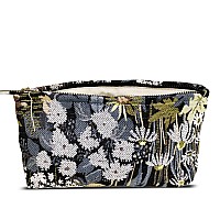 Happyheidi Cute Floral Makeup Bag Cosmetic Travel Pouch With Bottom And Zipper Purse Make Up Organizer Aesthetic Textured Fabr