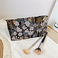 Happyheidi Cute Floral Makeup Bag Cosmetic Travel Pouch With Bottom And Zipper Purse Make Up Organizer Aesthetic Textured Fabr