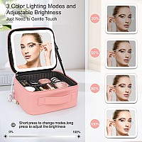 Monstina Travel Makeup Bag With Led Mirrormakeup Case With Light Up Mirrormakeup Artice Box With Lighted Up Mirror3 Adjustabl