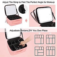 Monstina Travel Makeup Bag With Led Mirrormakeup Case With Light Up Mirrormakeup Artice Box With Lighted Up Mirror3 Adjustabl