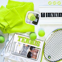 Hillban 2 Pcs Tennis Gifts Chenille Letter Bags Preppy Patch Makeup Bag Flat Clear Pouch Pvc Organizer Purse Waterproof Travel C