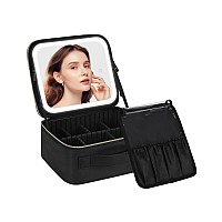 Chomeiu Makeup Bag With Led Mirror Travel Makeup Case For Women And Makeup Artists Cosmetic Organizer Large Make Up Bags With L