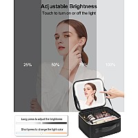 Chomeiu Makeup Bag With Led Mirror Travel Makeup Case For Women And Makeup Artists Cosmetic Organizer Large Make Up Bags With L