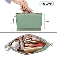 Ethereal Small Makeup Bag Creen Travel Makeup Organizer Bag For Women Double Layer Cosmetic Bag Portable Makeup Brush Bags