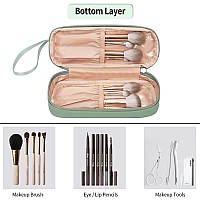 Ethereal Small Makeup Bag Creen Travel Makeup Organizer Bag For Women Double Layer Cosmetic Bag Portable Makeup Brush Bags