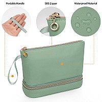 Ethereal Small Makeup Bag Creen Travel Makeup Organizer Bag For Women Double Layer Cosmetic Bag Portable Makeup Brush Bags