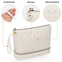 Ethereal Small Makeup Bag Cream Travel Makeup Organizer Bag For Women Double Layer Cosmetic Bag Portable Makeup Brush Bags