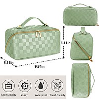 Alextina Travel Makeup Bag Vegan Leather Large Capacity Cosmetic Bags For Womenwaterproof Portable Pouch Open Flat Toiletry Ba