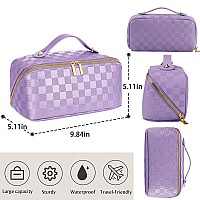 Alextina Travel Makeup Bag Vegan Leather Large Capacity Cosmetic Bags For Womenwaterproof Portable Pouch Open Flat Toiletry Ba