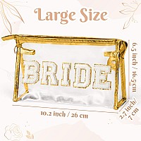 Y1Tvei Bride Clear Makeup Bag Preppy White Bride Chenille Letter Cosmetic Bag Zipper Waterproof Beach Travel Toiletry Bride To