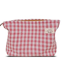 Happyheidi Pink Gingham Cotton Makeup Bag Cosmetic Travel Pouch With Bottom Make Up Purse Organizer Zipper Closure Canvas Lin