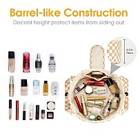 Barrel Drawstring Makeup Bag Large Cosmetic Bag Make Up Bags Toiletry Organizer For Women Light Checkerboard