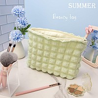 Pazimiik Floral Makeup Bag Large Cotton Zipper Pouch For Purse Travel Canvas Make Up Organizer For Women Cosmeticbubble Green