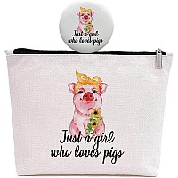 Gevguxluo Makeup Bag Pig Gifts For Women Cosmetic Bag Cute Pig Portable Makeup Zipper Pouch Birthday Gift For Friend Sister L