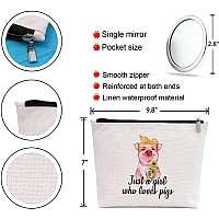 Gevguxluo Makeup Bag Pig Gifts For Women Cosmetic Bag Cute Pig Portable Makeup Zipper Pouch Birthday Gift For Friend Sister L