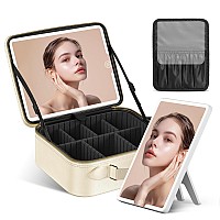 Jusron Travel Makeup Train Case Makeup Cosmetic Case Organizer Portable Artist Storage Bag With Adjustable Dividers For Cosmetic