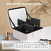 Jusron Travel Makeup Train Case Makeup Cosmetic Case Organizer Portable Artist Storage Bag With Adjustable Dividers For Cosmetic