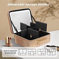 Jusron Travel Makeup Train Case Makeup Cosmetic Case Organizer Portable Artist Storage Bag With Adjustable Dividers For Cosmetic