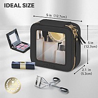 Prite Mini Clear Makeup Bag For Purse Cute Small Travel Cosmetic Bag For Women Waterproof Toiletry Bag Leather Makeup Pouch With