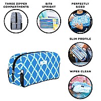 Scout 3Way Bag Travel Makeup Pouch And Toiletry Bag For Women With Three Zipper Compartments Stands Upright Wipes Clean