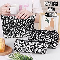 Gocvo 3 Pcs Makeup Bag Cosmetic Bag Set For Girls Women Travel Organizer Bathroom Toiletry Pouch Large Capacity Storage Bag Bla